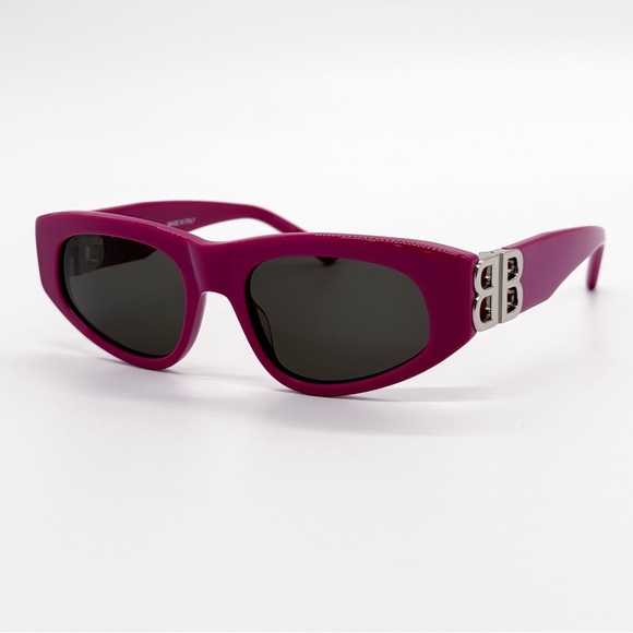 NEW BALENCIAGA BB0095S 017 OVAL FUCHSIA GREY WOMEN SUNGLASSES BALENCIAGA - Picture 2 of 10
